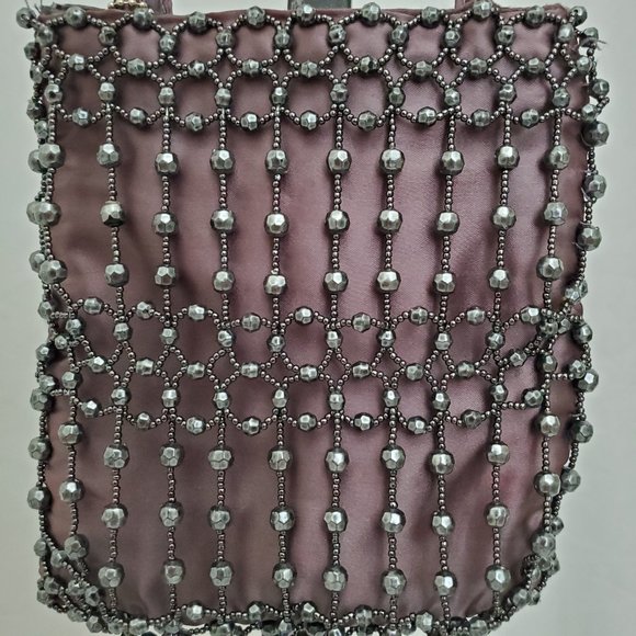 Purple satin evening purse - Picture 3 of 7